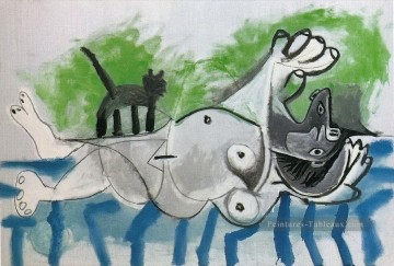 Couche nue et chat IV 1964 cubisme Pablo Picasso Peinture à l'huile